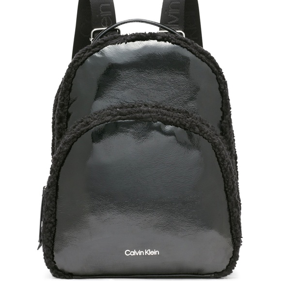 COPY - Calvin Klein Estelle Patent Sherpa Backpack - Picture 1 of 9